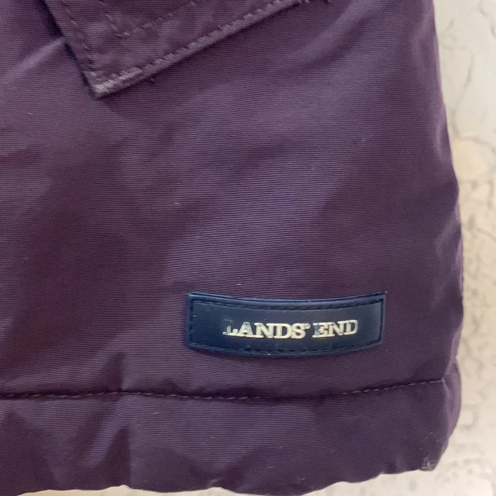 Lands’ End Parka Purple Medium Windbreaker Fleece Lined Full Zip Detachable Hood - Picture 17 of 17